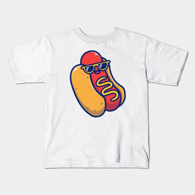 Cute Cool Hotdog Kids T-Shirt by Catalyst Labs